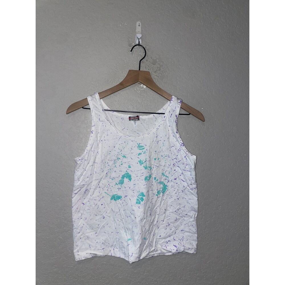 Vintage Womens Speckled Tank Top Shirt Sleeveless Leaf Tee Signal VTG 90s M